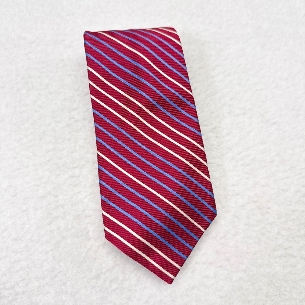 Brooks Brothers Tie Necktie Red Blue Striped 100% Silk Menswear Made in USA